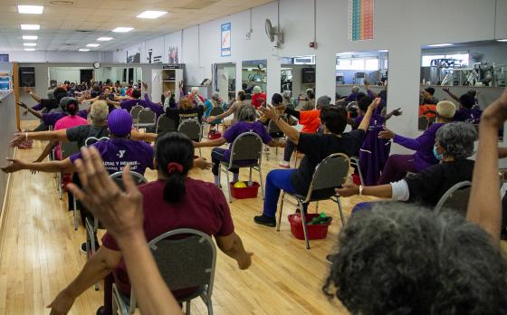 a photo from a group exercise class at the thurston road ymca neighborhood center