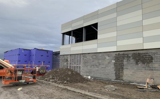 construction progress at the Sands Family YMCA in February 2023