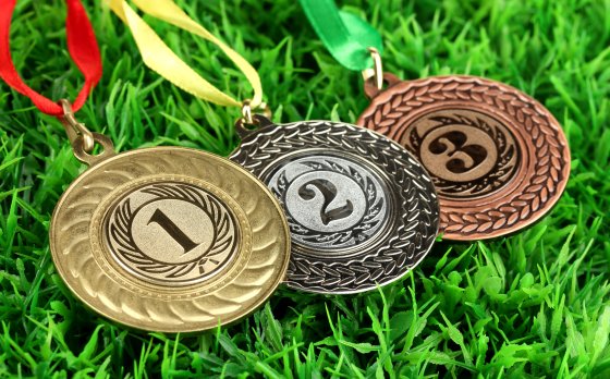 Medals on the grass