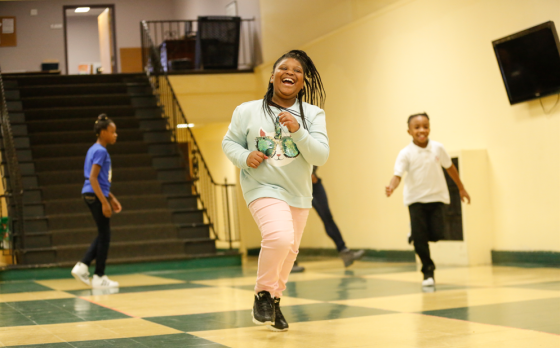 kids running and playing in the hall