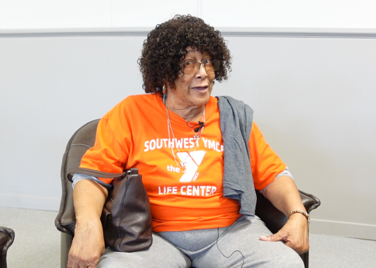 thurston road ymca neighborhood center member sitting for an interview