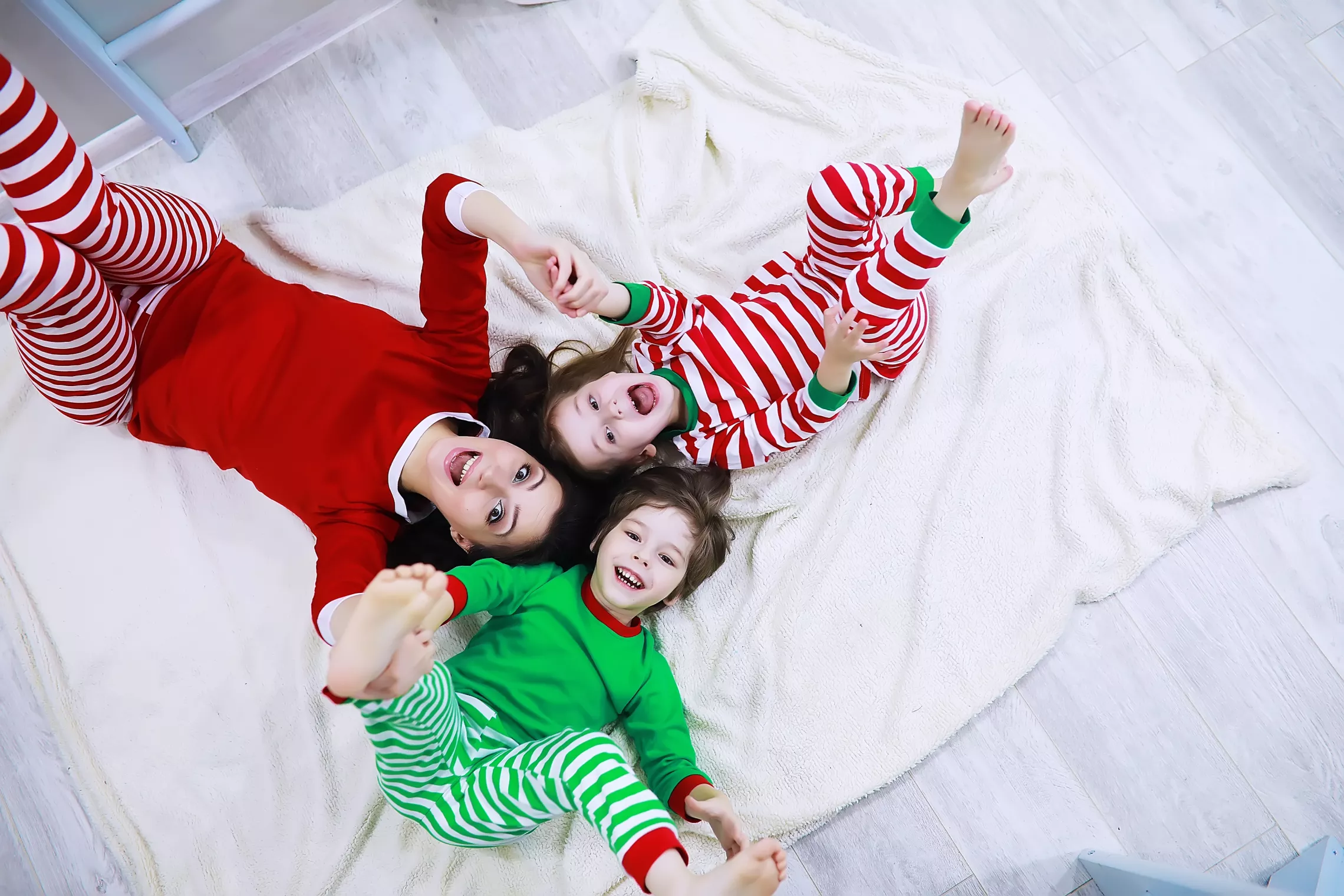family in holiday pajamas