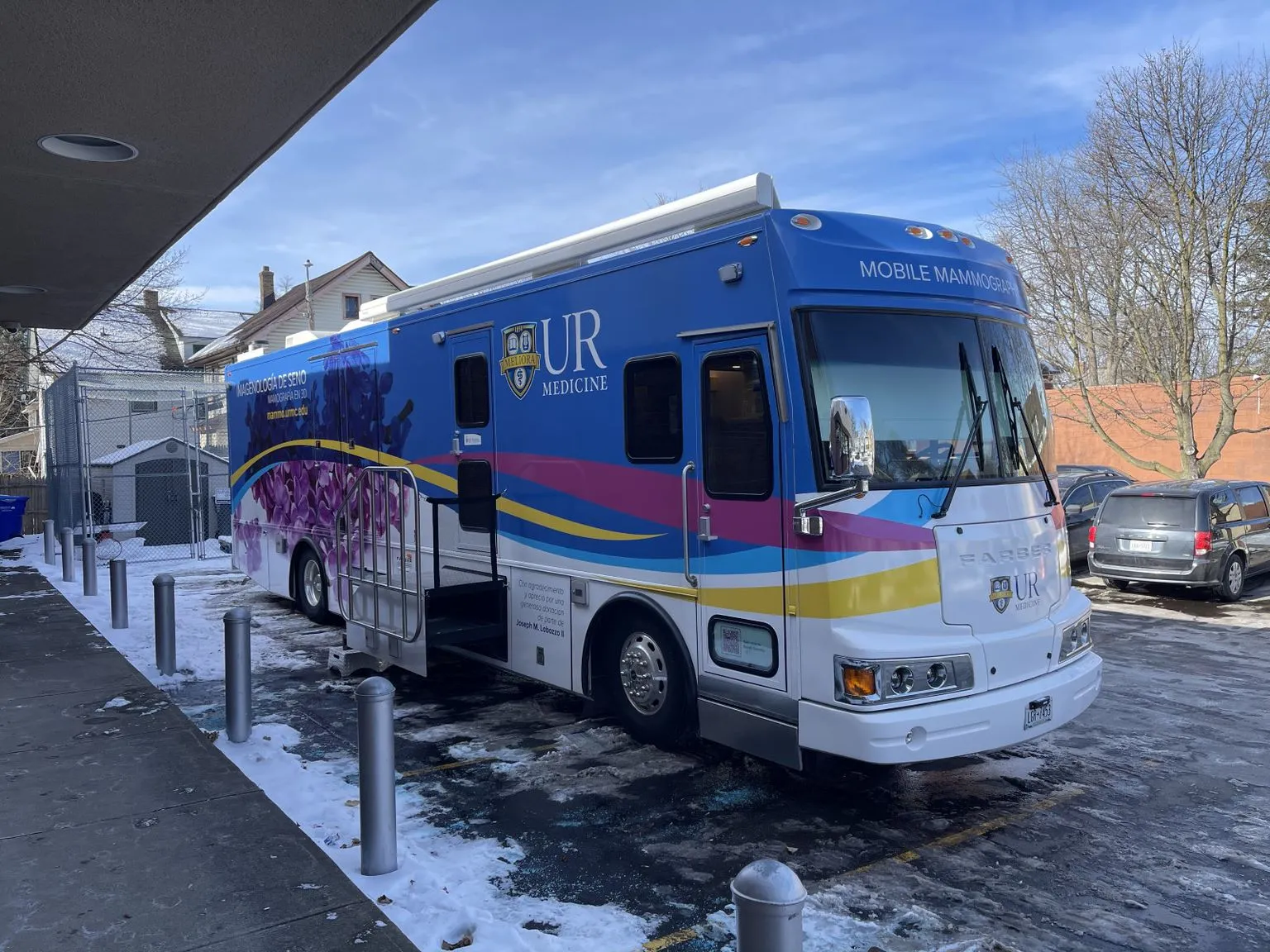 UR Medicine's Mobile Mammography Van outside of the Thurston Road YMCA Neighborhood Center