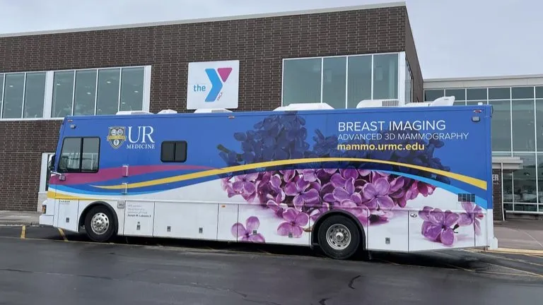 The Mobile Mammography Van parked outside of the Westside Family YMCA.