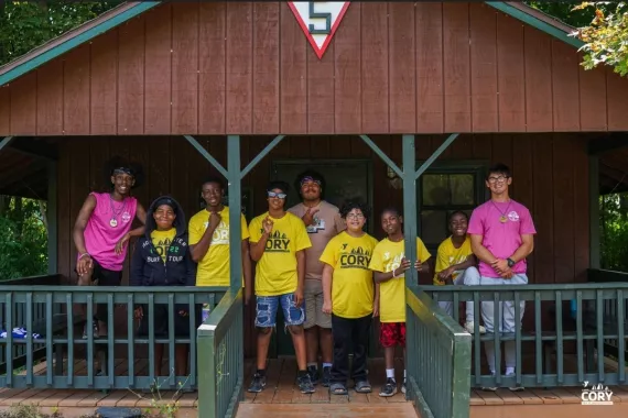 BYMOC Initiative participants take a group picture at YMCA Camp Cory.