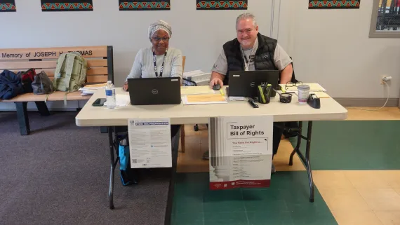Members of the VITA team at the Thurston Road YMCA Neighborhood Center for the CASH tax services program.