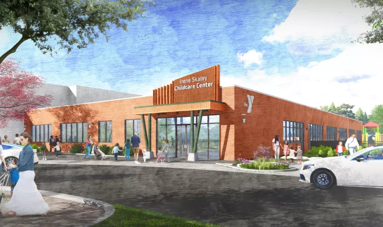 a rendering of what the Irene Skalny Child Care Center at the Eastside Family YMCA will look like