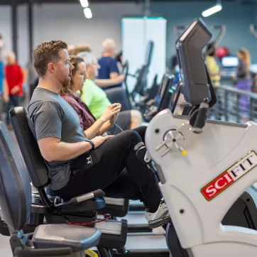 Members at the Sands Family YMCA use the branch's Sci-Fit machines.