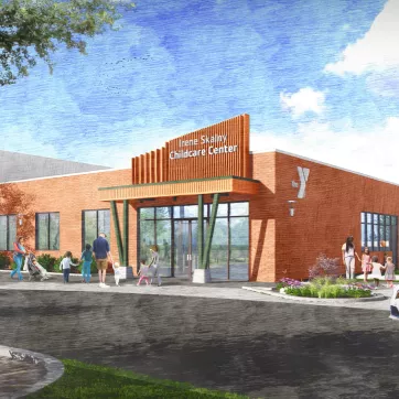 a rendering of what the Irene Skalny Child Care Center at the Eastside Family YMCA will look like