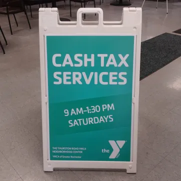 An AFrame showing details about The Thurston Road YMCA Neighborhood Center's CASH Tax Program
