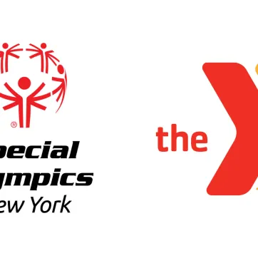 A graphic featuring both the logos of Special Olympics New York and the YMCA
