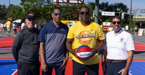 Dan Mason, Mayor Evans, Ernie Lamour, Senator Cooney pose for a picture during Opening Ceremony of 2026
