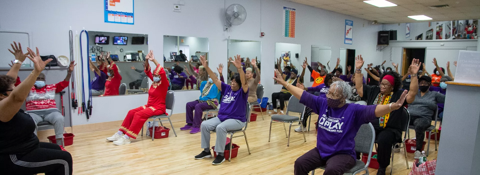 a group exercise class at the thurston road ymca neighborhood center